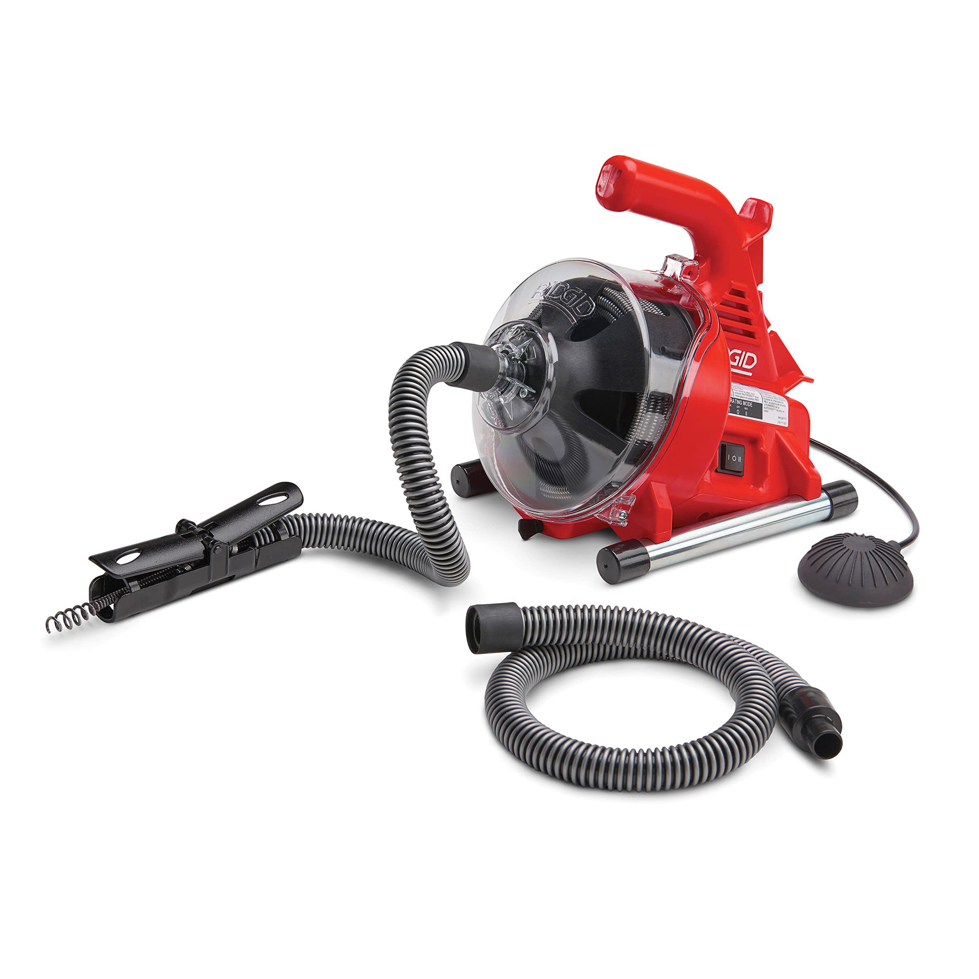 RIDGID PowerClear 120-Volt Drain Cleaning Machine Kit for Tubs, Showers, and Sinks,Red, 55808 C27