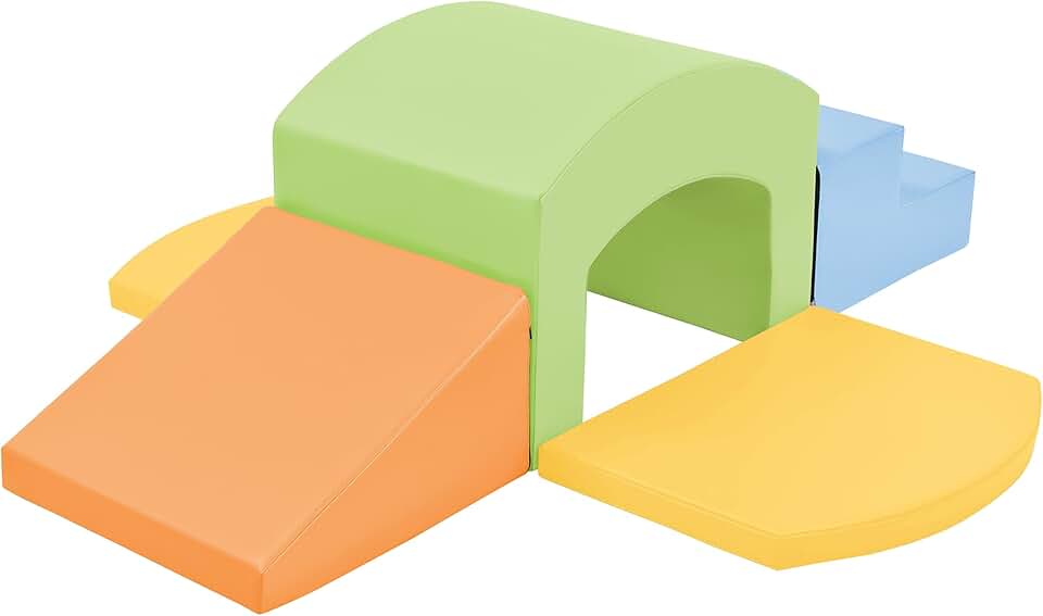 GOWE Soft Foam Playset for Toddlers, Safe SoftZone Single-Tunnel Foam Climber for Kids, Lightweight Indoor Active Play Structure with Slide Stairs and Ramp for Beginner Toddler Climb and Crawl