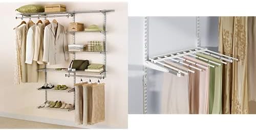 Rubbermaid Configurations Closet Kits, 3-6 ft, White & Configurations Sliding Wire Basket, Titanium (FG3J0501TITNM)