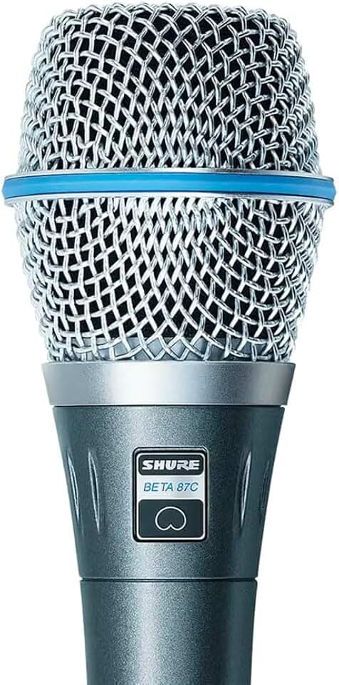 Shure BETA 87C Studio Grade Vocal Microphone with Built-in Pop Filter - Single Element Cardioid Condenser Mic with A25D Mic Clip and Storage Bag, Ideal for Studio Recording and Live Performances