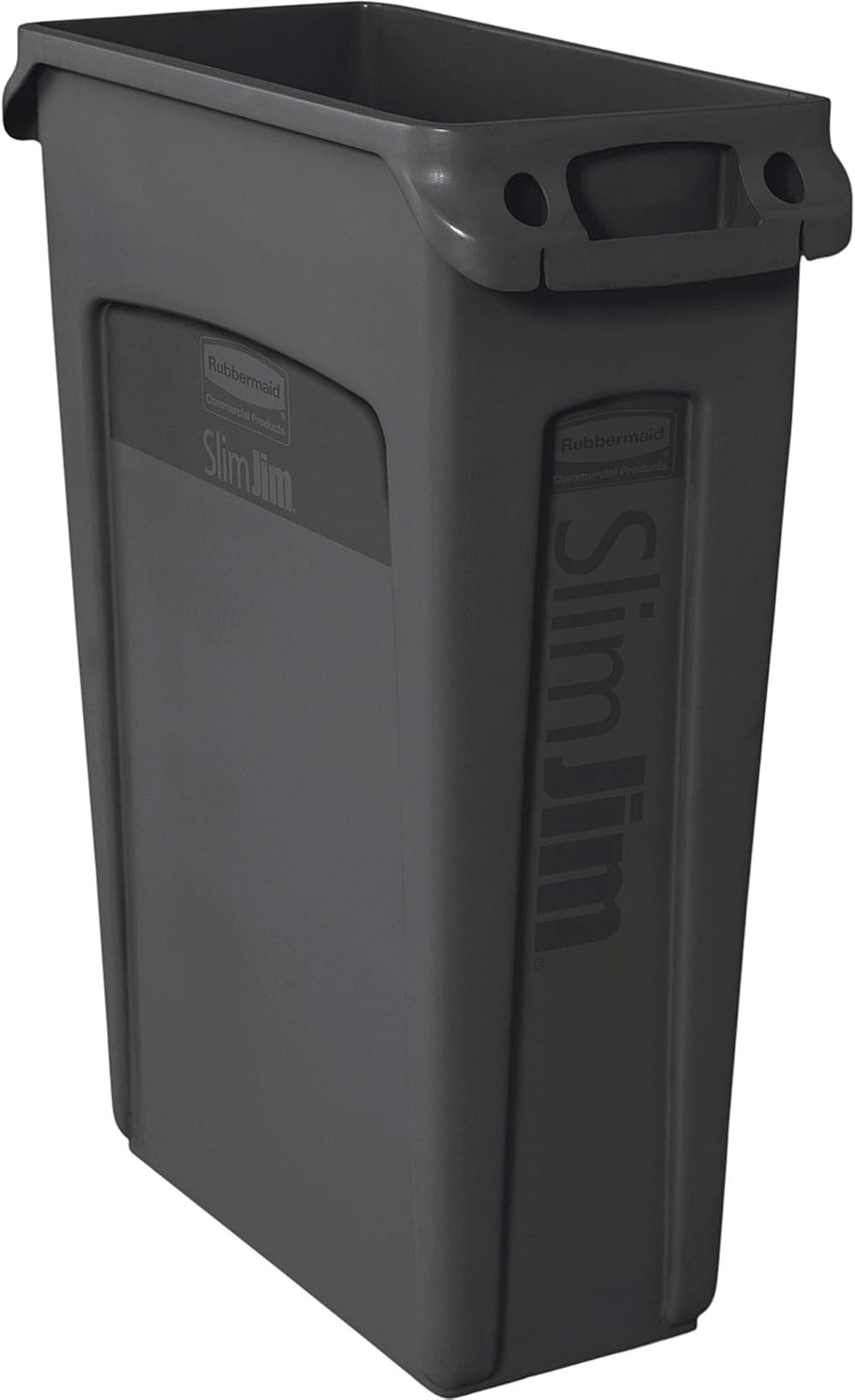 Rubbermaid Commercial Products Slim Jim Trash Can Waste Bin with Venting Channels, Black, for Kitchen/Office/Workspace, Pack of 4