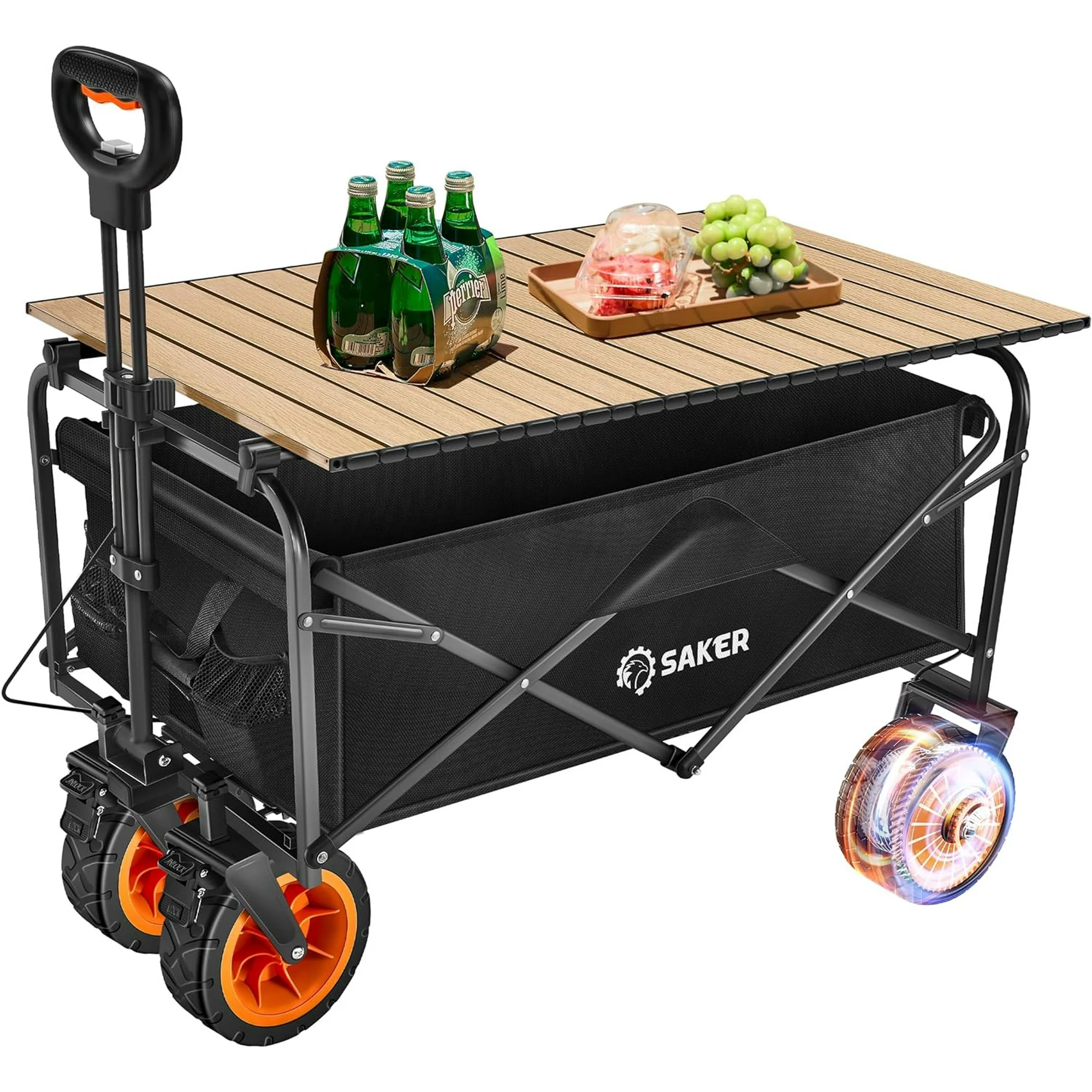 Saker Electric Utility Wagon Collapsible Wagon, Heavy Duty 85L Wagon Carts with 7