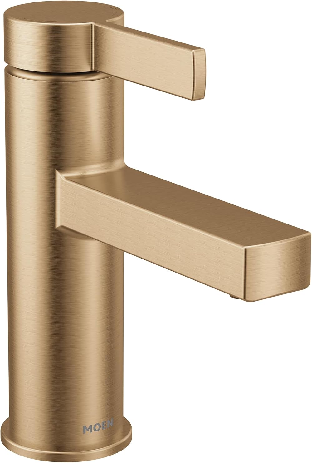 Moen Beric Bronzed Gold Modern One-Handle Single Hole Bathroom Faucet with Drain Assembly and Optional Deckplate for Your Bath Sink, 84774BZG
