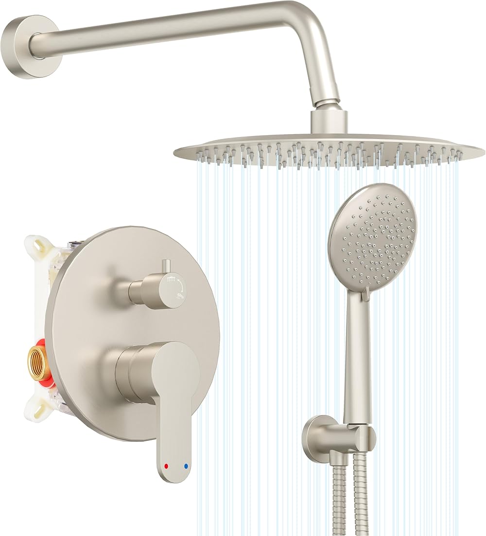 Gabrylly Shower System, Wall Mounted Shower Faucet Set with 12