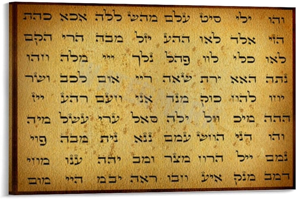 INSTR 72 Names of God Poster Kabbalah Names Vintage Poster Wall Poster Art Canvas Printing Poster Office Bedroom Aesthetic Poster Frame-style 36x24inch(90x60cm)
