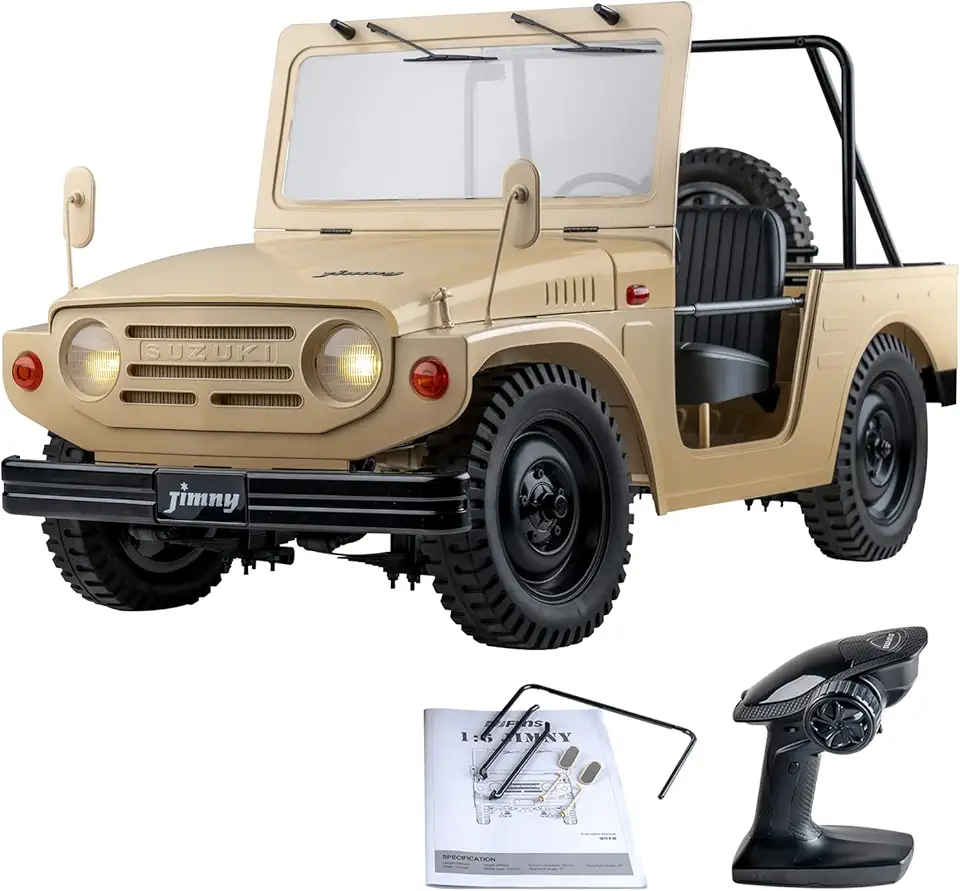 Fms 1/6 Jimny LJ10 RC Crawler 4WD 15KM/H Official Licensed Model Car Hobby Grade Remote Control Vehicle with LED Lights 4-Ch 2.4GHz Transmitter Included for Boys and Adult…