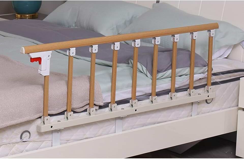 Foldable Elderly Bed Guard Rails Aluminum Alloy Portable Railing Adults Assist Handle Handicap Bed Railing Hospital Metal Grip Bumper Bar (Color : 8cm, Size : 123cm×40cm)