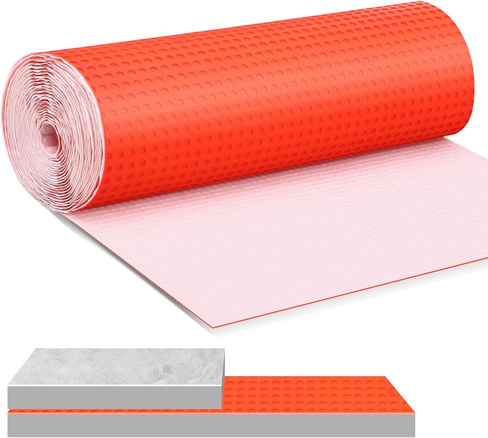 1 Roll Uncoupling Membrane for Tile 1/8''(3mm) Thick Waterproofing Membrane Tile Crack Prevention Membrane Anti Fracture Flooring Underlayment for Bathroom Shower Kitchen Basement (215 Sqft)