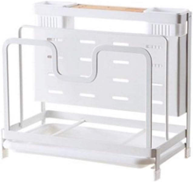 White Drain Rack, Chopping Board Pot Cover Dishes Drain Tableware Cutlery Storage Rack Storage Box Kitchen Storage Rack Storage Box