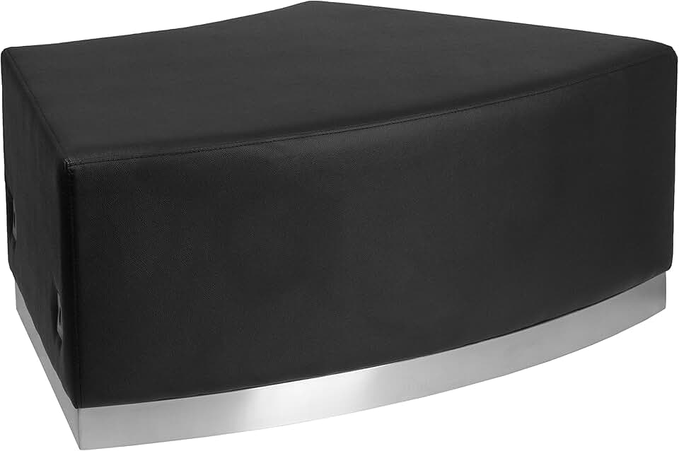 Flash Furniture HERCULES Alon Series Black LeatherSoft Convex Chair without Back with Brushed Stainless Steel Base