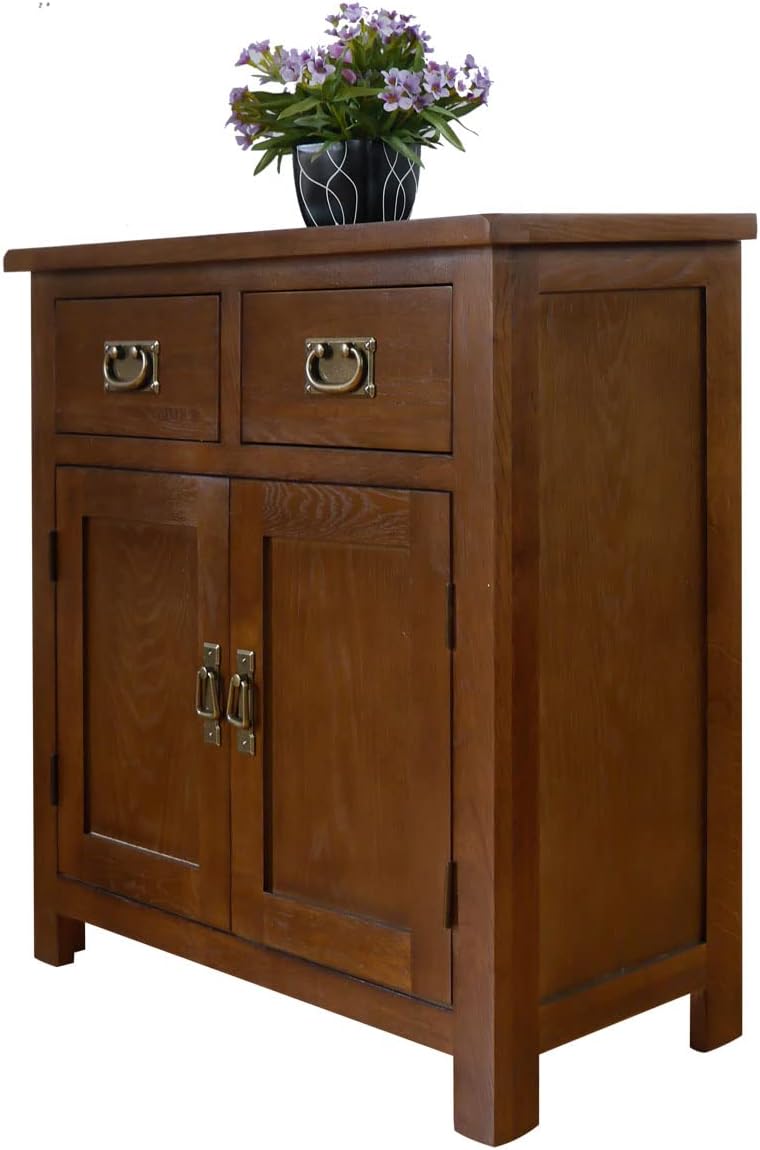 OAK Bar Cabinet Kitchen Buffet Cabinet with 2 Doors 2 Drawers Table Entryway Table Storage Classic Sideboard Buffet Storage Cabinet Console Cabinet for Living Room Walnut