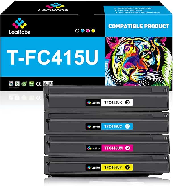 LeciRoba T-FC415U TFC415U Toner Cartridge Replacement for T0shiba T-FC415U-K T-FC415U-C T-FC415U-M T-FC415U-Y Toner for TSB E-Studio 2515AC 3015AC 3515AC 4515AC 5015AC Printer (4 Packs)