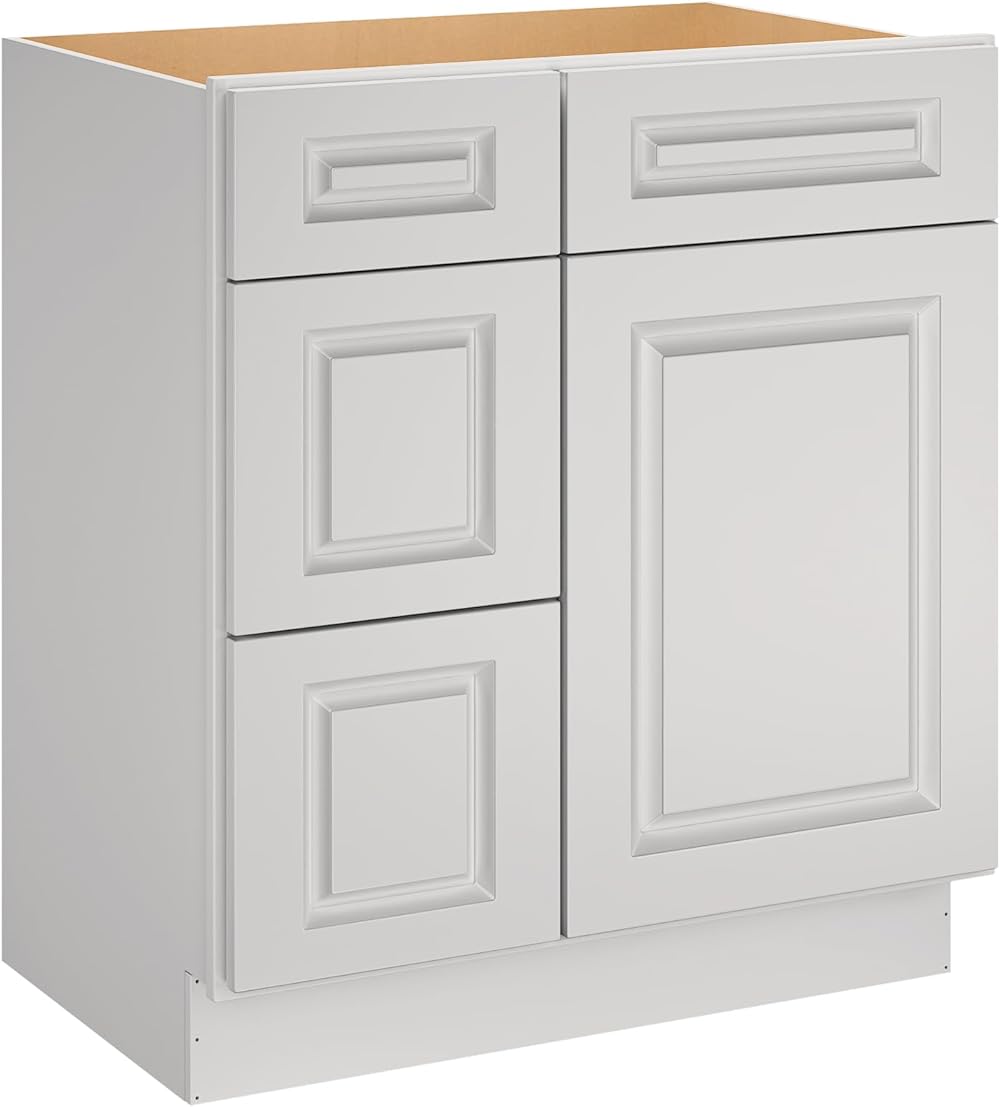 LOVMOR 30'' Bathroom Vanity Sink Base Cabine, Storage Cabinet with 3-Drawers on The Left, Suitable for Bathrooms, Kitchens, Laundry Rooms and Other Places.