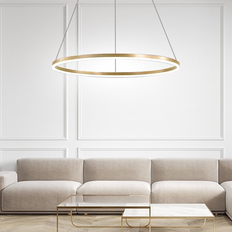 MM LED Pendant Light 40/60/80cm 1-Light Ring Circle Design Dimmable Aluminum Painted Finishes Luxurious Modern Style Dining Room Bedroom Pendant Lamps 110-240V (Gold, 40(cm))