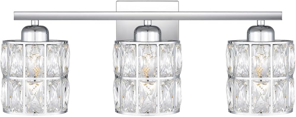 Quoizel GIB8622C Gibson Contemporary Clear Crystal Glass Large Bath Vanity Wall Light, 3-Light 300 Total Watts, 8