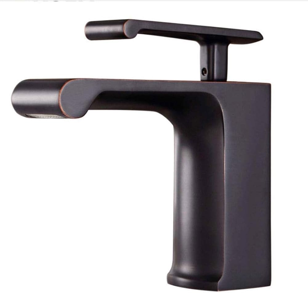 Hand Basin Faucet，Single Waterfall Bathroom Vanity Sink Faucet with Oversized Rectangular Nozzle Hot and Cold Basin Faucet