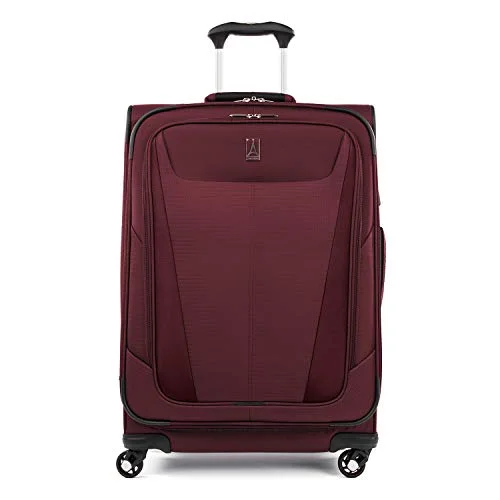 Travelpro Maxlite 5-Softside Expandable Spinner Wheel Luggage, Burgundy, Checked-Medium 25-Inch