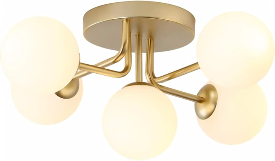 Nordic Creative Glass Ball Ceiling Lamp,Semi-Flush Mount Ceiling Light Fixtures,Close to Ceiling Lighting for Bedroom Living Room Dining Room Bathroom