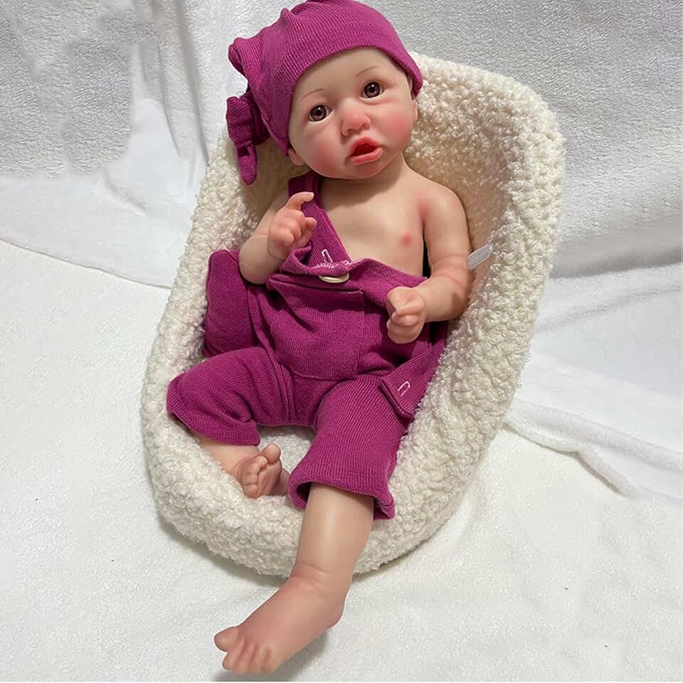 Soft 18 Inch Reborn Doll Full Body Platinum Silicone Soft Girl Handmade Baby Real Lifelike Doll for Christmas Birthday Toy