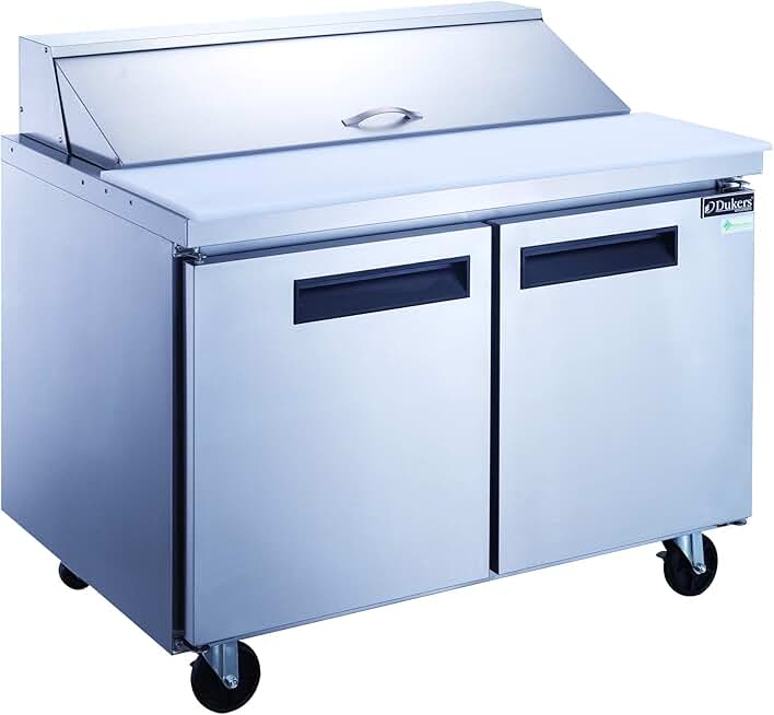 Dukers DSP48-12-S2 11.4 cu. ft. 2-Door Commercial Food Salad Sandwich Prep Table Refrigerator 48