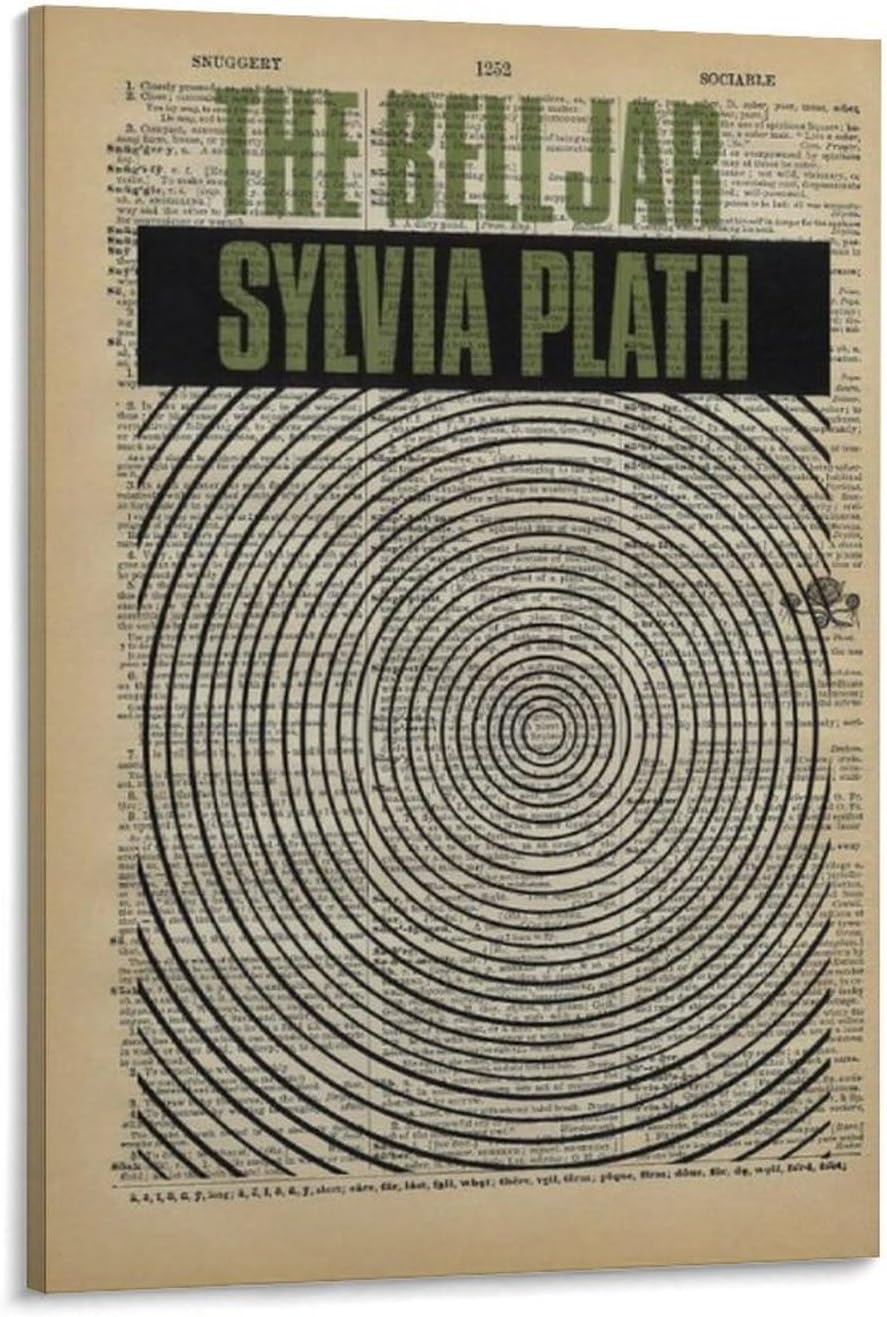 Vintage Book Cover Print Bell Jar Sylvia Plath Classic Book Art PosterWall Poster Art Canvas Printing Gift Office Bedroom Aesthetic Poster 24x36inch(60x90cm) Frame-style