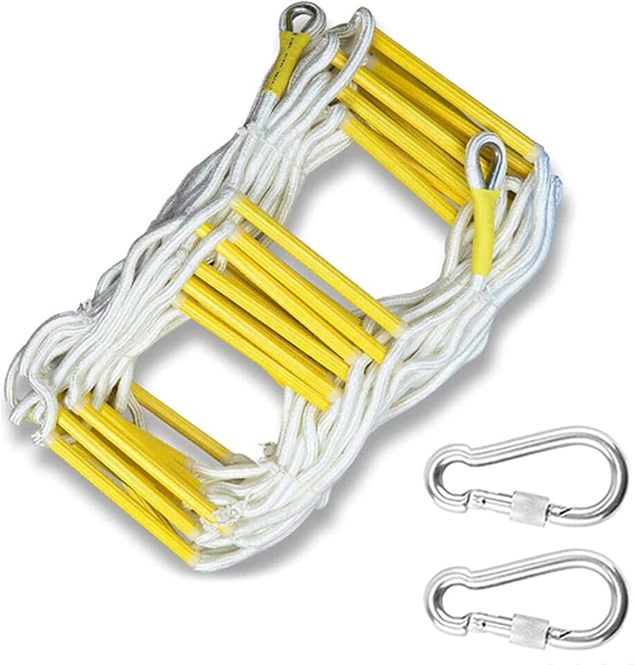 Emergency Fire Escape Rope Ladder for 3-4 Story Homes Safety Ladders with Safety Harness，for Kids and Adults Escape from Window