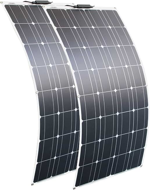 AIZYR 200W 12V Monocrystalline Flexible Solar Power Panel - Photovoltaic Module System Kit with Controller for Car Boat Battery Hike (Efficiency 19.5%)