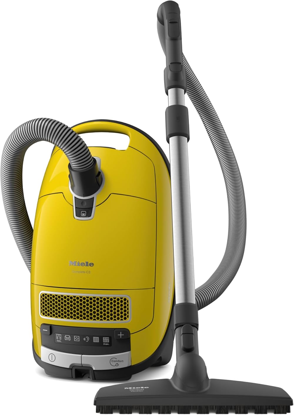 Miele Complete C3 Calima Bagged Canister Vacuum Cleaner with Turbobrush floorhead, Suitable for Low-Medium Pile Carpet and Hard Floors, in Curry Yellow