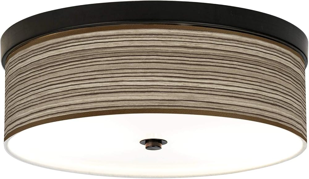 Cedar Zebrawood Giclee Energy Efficient Bronze Ceiling Light with Print Shade