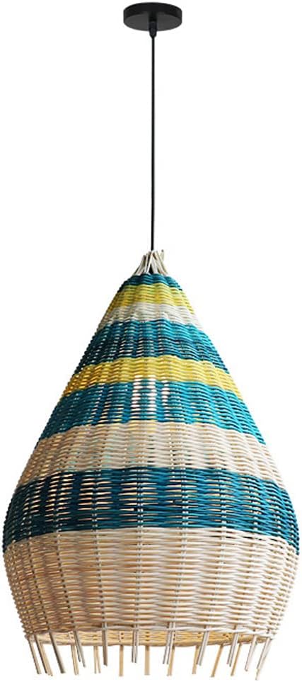 Hand-Woven Bamboo Pendant Light Natural Wicker Rattan Hanging Light Fixture Multi-Coloured Basket Lampshade Pendant Lamp Farmhouse Chandeliers for Kitchen Island Living Room Dining Room