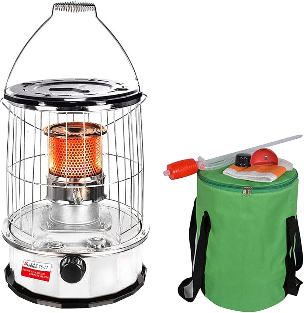 6L Portable Kerosene Heater, Large Indoor Kerosene Heater, Non-Electric 3-Wick Heater, for Patio Camping Outdoor Field Camping Rice Cooking(Color:Glass styles)