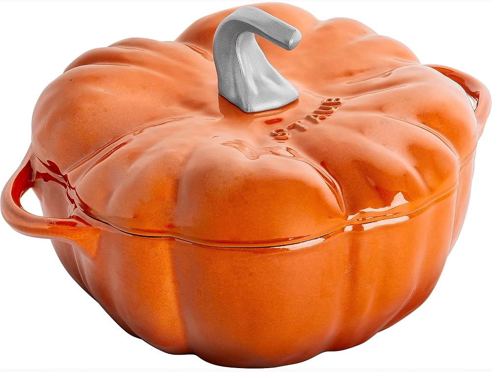 STAUB Cast Iron Dutch Oven 3.5-qt Pumpkin Cocotte with Stainless Steel Knob, Made in France, Serves 3-4, Burnt Orange