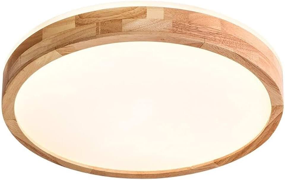 Japanese-Style Wood Led Ceiling Lamp, Round Ultra-Thin Close to Flush Mount Ceiling Light Fixture, Dimmable Acrylic Ceiling Lamp， for Bedroom Hallway Laundry Room, 15.7''(30Cm)/ Color/50Cm