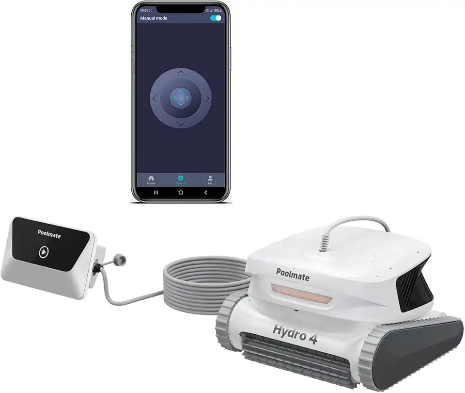 2024 Upgraded Poolmate Hydro 4 Corded Robotic Pool Cleaner, Suitable for Above/In-Ground, Wall and Waterline Cleaning,Dual-Zone Basket Filter, Support App Control,5070 GPH Power Suction