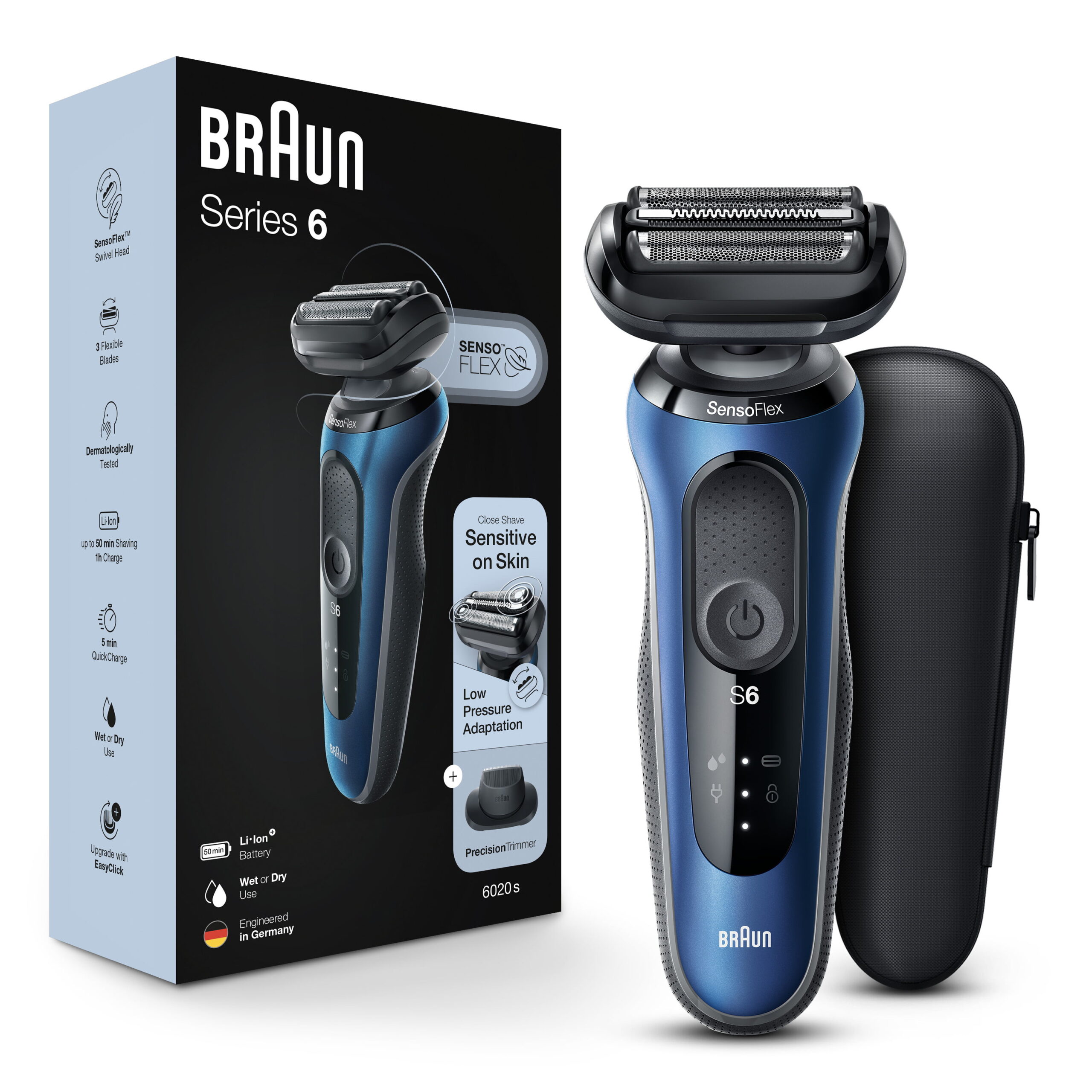 Braun Series 6 6020s Rechargeable Wet Dry Men s Electric Shaver, Blue