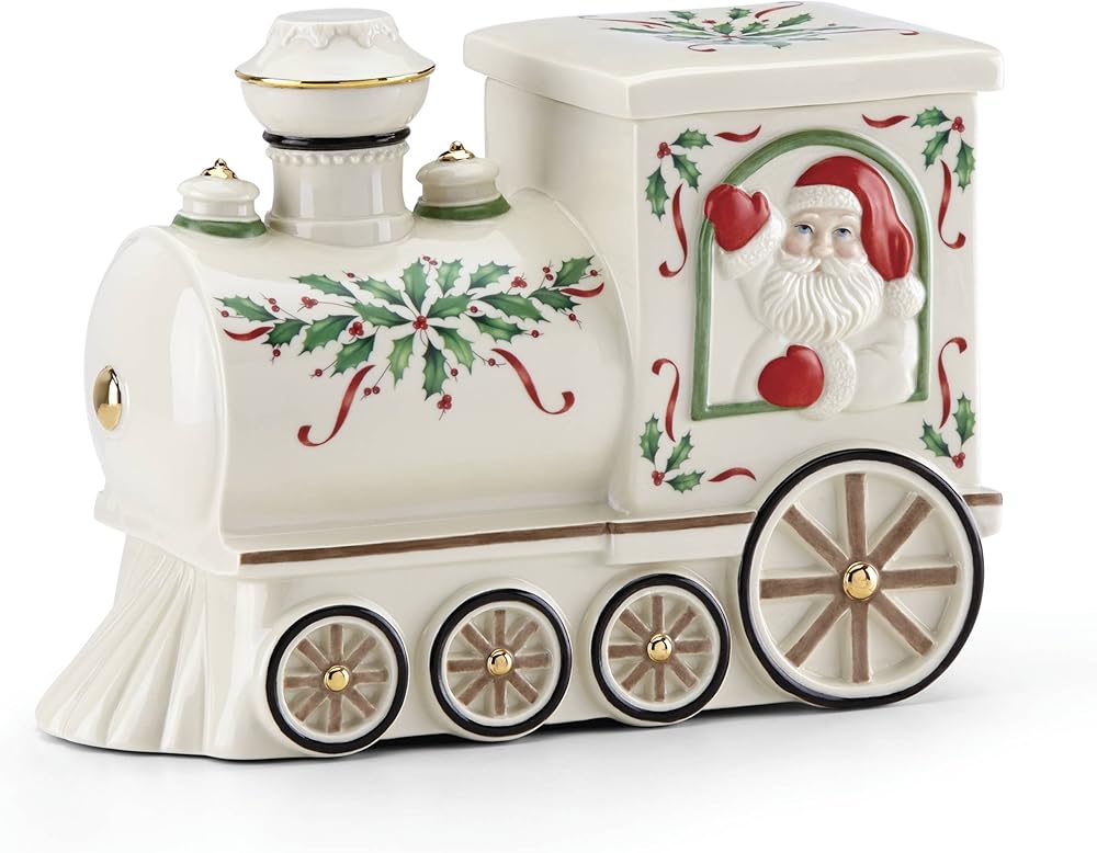Lenox Holiday Santa Train Cookie Jar