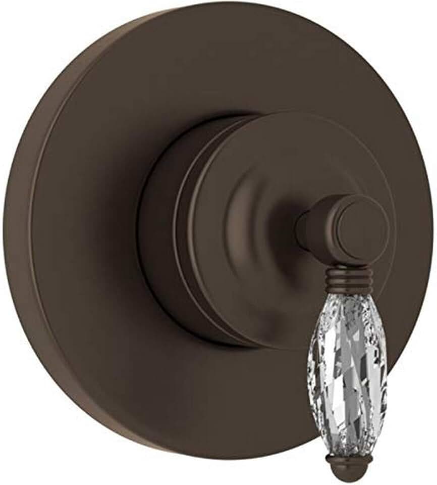 Rohl A2700NLCTCBTO Kit Trim Package for Country Bath Four Port Three Direction Diverter Trim Only New Style with Crystal Lever and Sleeve, Tuscan Brass