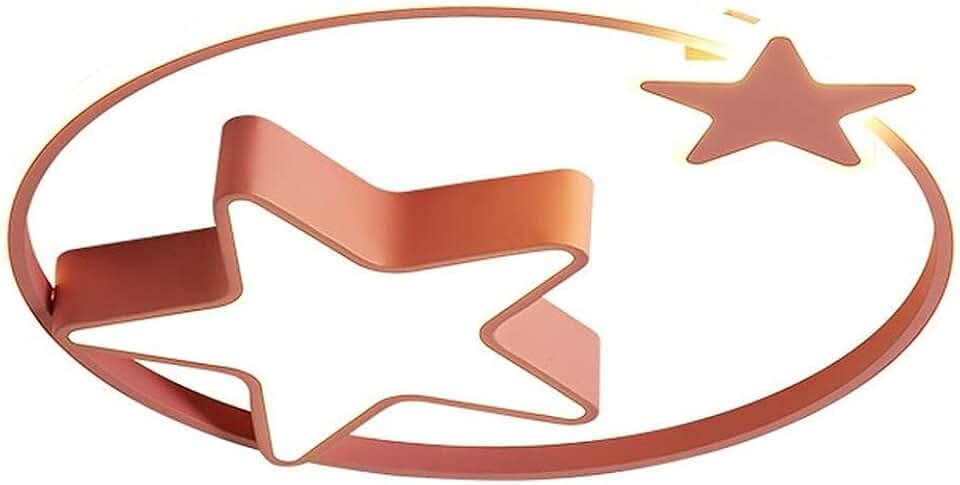 Pink round Ultra-Thin Close to Ceiling Light Fixtures,Metal Chandeliers Star Slighting for Living Room Bedroom Kids Room with Natural Light,Led White Trichromatic Light Study Room(55Cm)/ Col