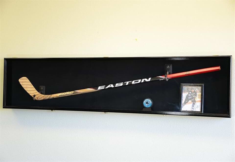 Hockey Stick Puck Display Case Rack Holder Full Size Wall Mounted