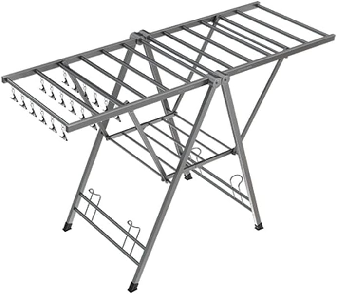 Clothes Hangers Black Aluminum Hanger for Drying Floor-Standing Heavy Duty Drying Hanger Folding Bedroom Balcony Multifunctional Shoe Rack Extremely Durable It is Stable Not Easy to Deform/160C