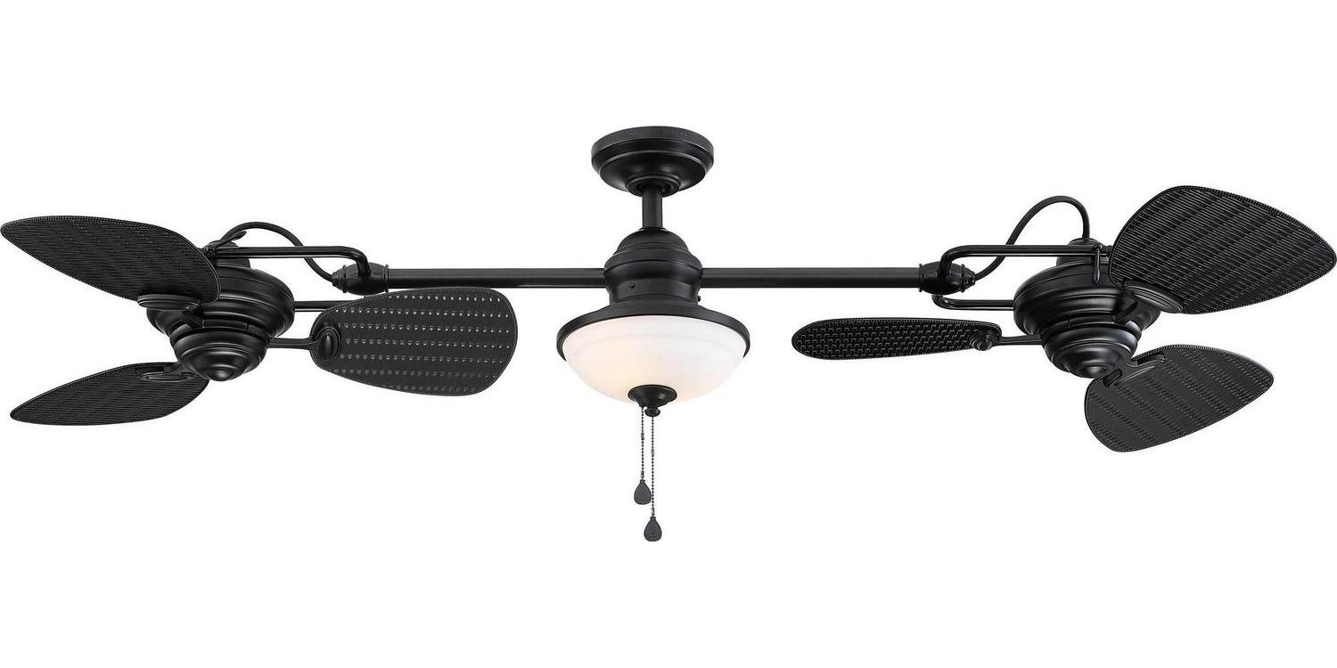 Harbor Breeze Twin Breeze II 74-in Black Indoor/Outdoor Ceiling Fan with Light (6-Blade)