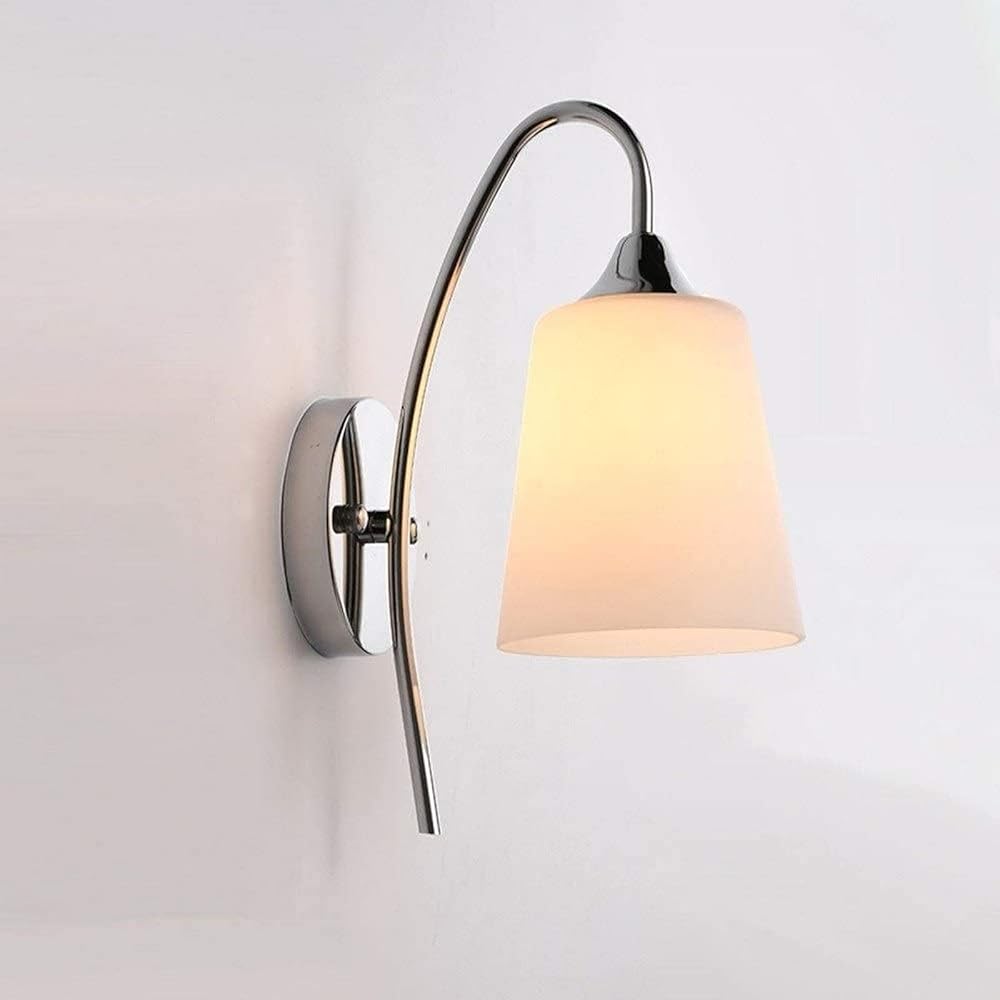 Wall Light Modern Glass Wall Light Polished Chrome Base Dining Room Bathroom Bedroom Bedside Wall Lamp Restaurant Stair Sconce Home Bar Aisle Cafe Industrial Home Decor Lamp, Wall sconces