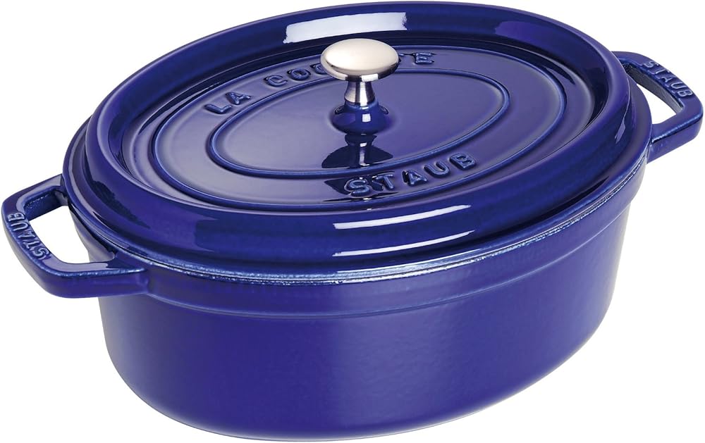 Staub 40510-269 Pico Cocotte Oval Grand Blue, 10.6 inches (27 cm), Large, Double-Handed, Cast Enamel, Pot, Induction Compatible, La Cocotte Oval