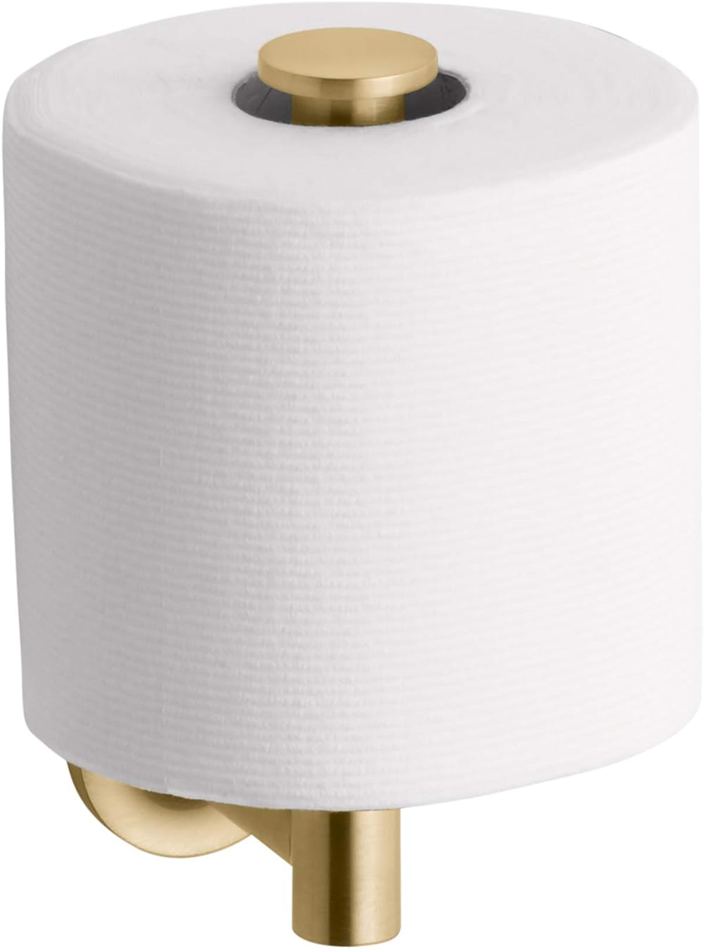KOHLER 14444-2MB Purist Vertical Toilet Paper Holder Wall Mount, Metal Toilet Paper Holder, Vibrant Brushed Moderne Brass
