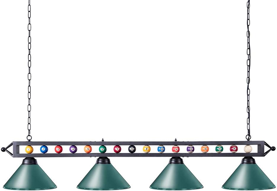 Wellmet Pool Table Light, 70'' 4 Lights Billiard Lighting Hanging Kitchen Island Light Chandelier with Lamp Shades for 7ft 8ft Pool Table, Billiard Table, Game Room, Kitchen
