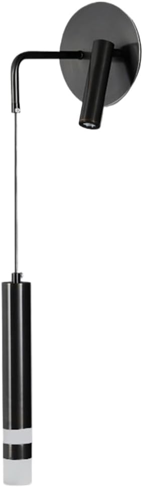 Nordic Modern LED Wall Sconce - Neutral Light, Black Wall Mounted Lamp with 60cm Adjustable Hanging Wire, Acrylic Lampshade Copper Wall Lights for Bedroom Bedside Living Room