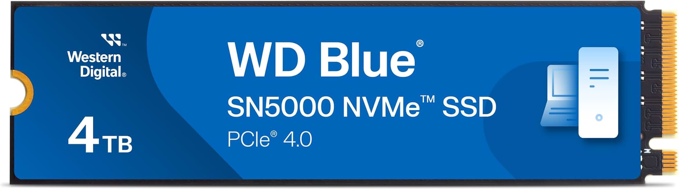 Western Digital 4TB WD Blue SN5000 NVMe Internal Solid State Drive SSD - PCIe Gen 4.0, M.2 2280, Up to 5,500 MB/s - WDS400T4B0E