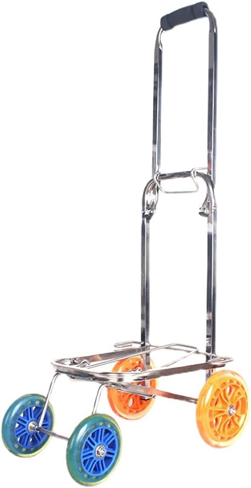 Shopping Cart Folding Portable Truck Trolley Increase Wheel Luggage Cart Four-Wheeled Cart Pull Goods Multifunction Four Rounds