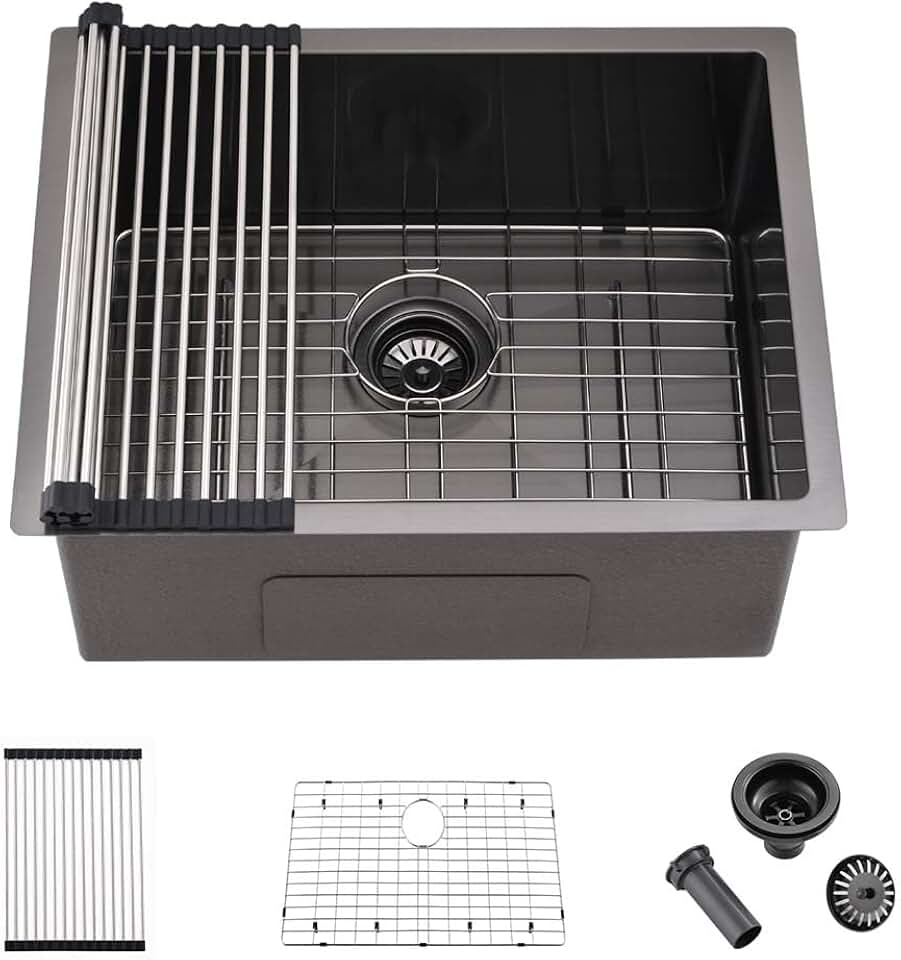 Black Stainless Steel Undermount Laundry Sink-Wesliv 23