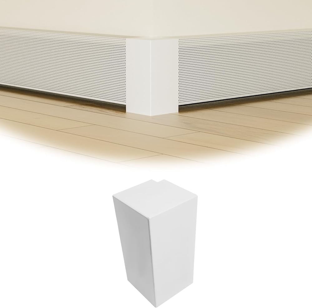 1Pack Exterior Corner Connector Accessory Galvanized Steel Material and 3FT White Baseboard Heater Cover Kit with Left and Right Endcaps Galvanized Steel Radiator Cover